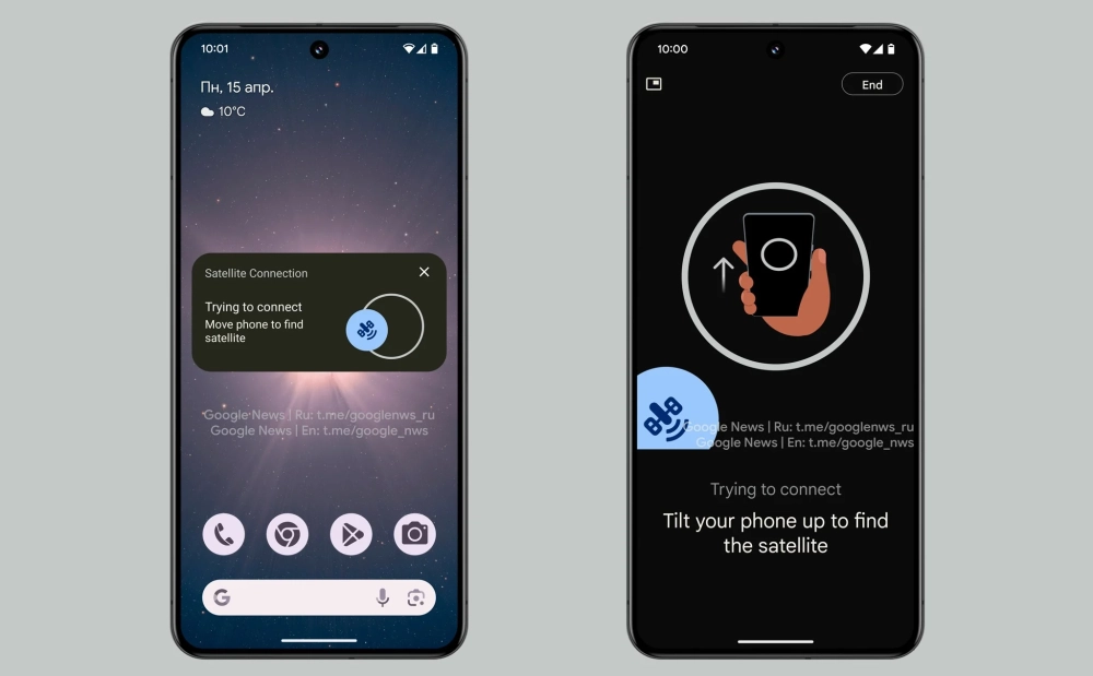 Pixel 9 hiển thị thông báo kết nối vệ tinh trên màn hình